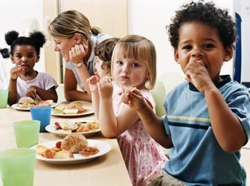 children eating at table