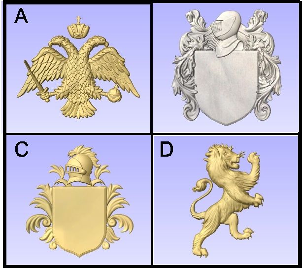 I18998 - Carved 3-D Heraldry Emblems