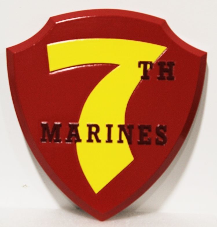 KP-2043 - Carved Wall Plaque of the Crest/Insignia  of the 7th Marine Regiment, 1st Division