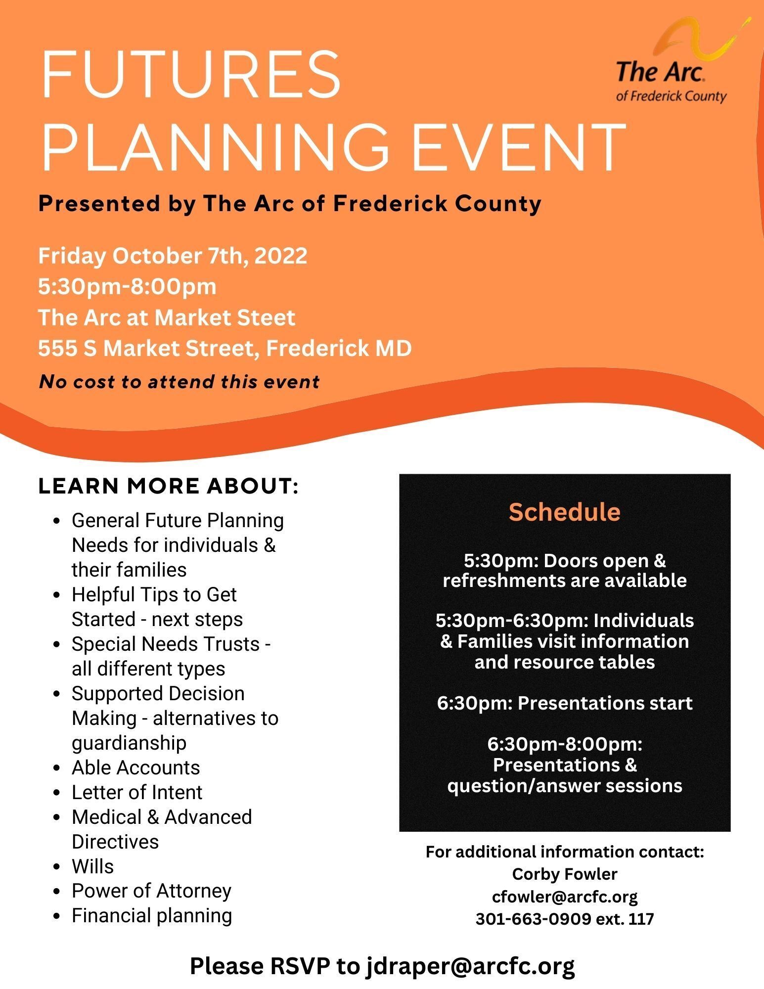 Futures Planning Event Flyer : What We Do : The Arc of Frederick County