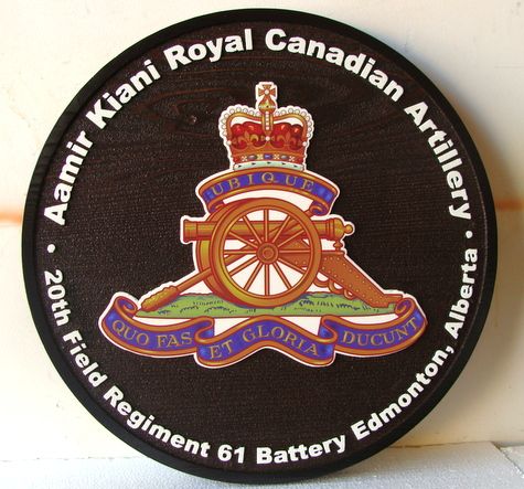 OP-1060 - Carved Plaque, Canadian Royal Artillery, Painted with Giclee Art