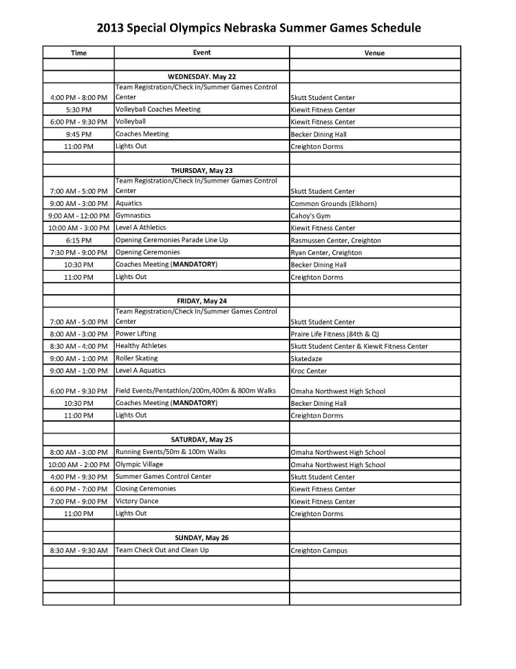 The Summer Games schedule is here!