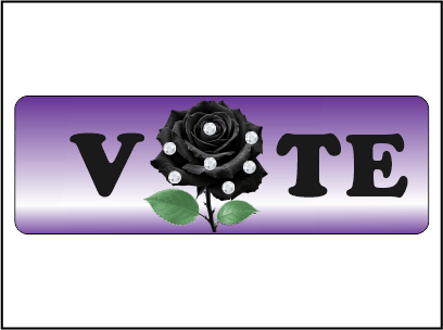 1"x3" Black Rose Vote Pin