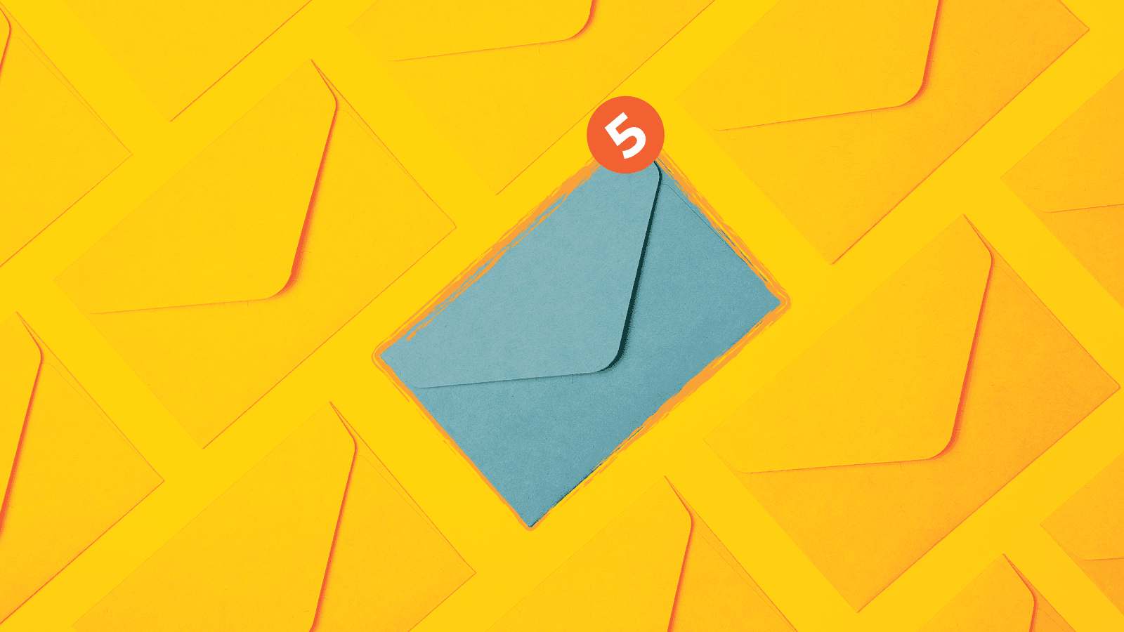 an envelope with a notification of 5 messages