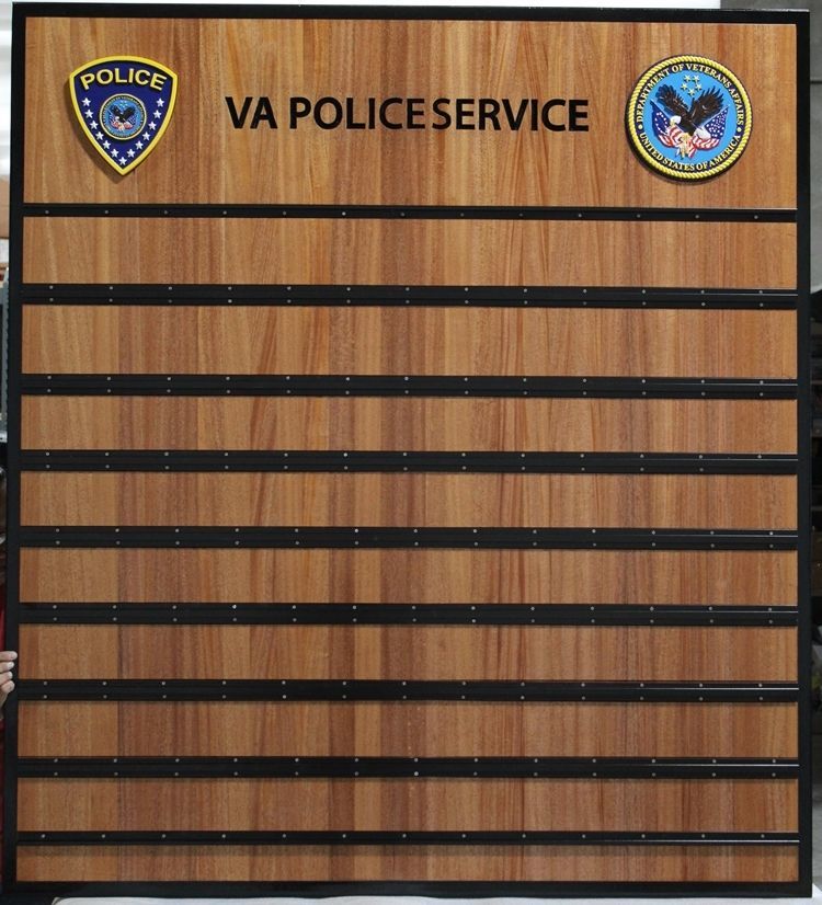 PP-3446 - Carved Mahogany Wood  Message Board for  Police Division,  Department of Veteran's Affairs