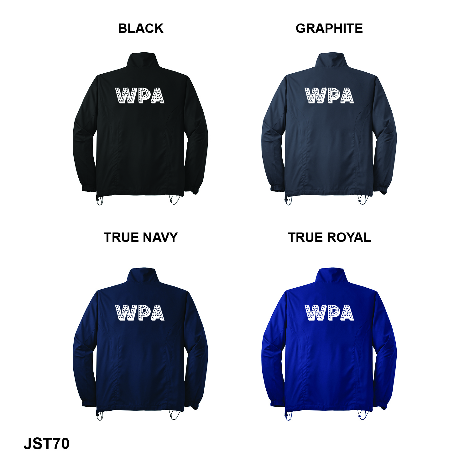 WPA LIGHTS LOGO - Sport-Tek® Full-Zip Wind Jacket - BLACK & WHITE FULL BACK