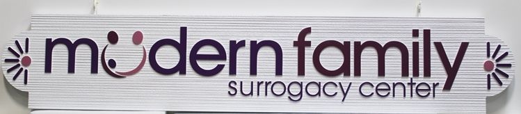 B11220 - Carved  2.5-D and Sandblasted Wood Grain HDU Sign for the "Modern Family Surrogacy Center" 
