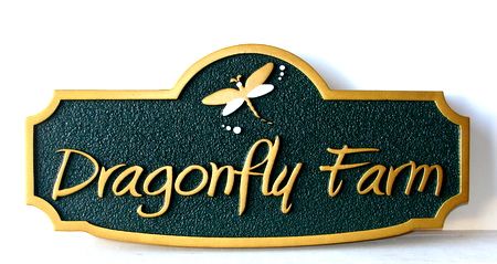O24645 - Sandblasted HDU Dragonfly Farm Sign