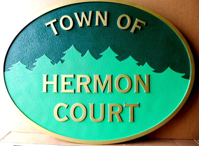 M1646 - Carved and Sandblasted Entrance Sign for the Town of Herman Court (Gallery 15)