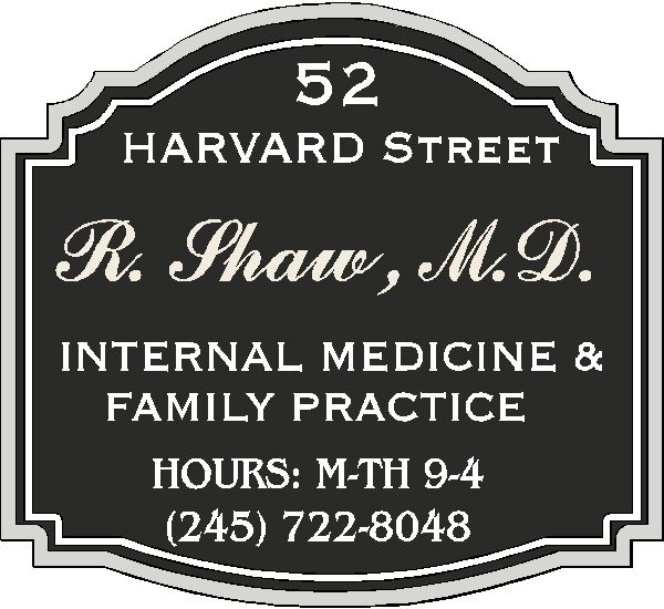 B11019-Carved, painted HDU sign for family/intenal medicine or other medical practice.