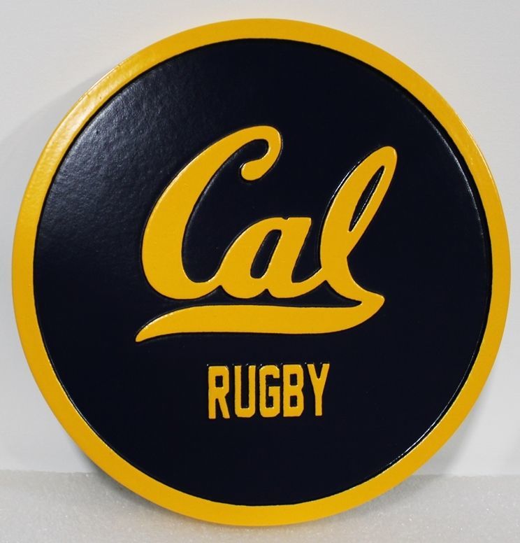 WP-1256 - Carved 2.5-D Raised Relief HDU Plaque of the Logo of Cal (University of California at Berkeley) Rugby Team 