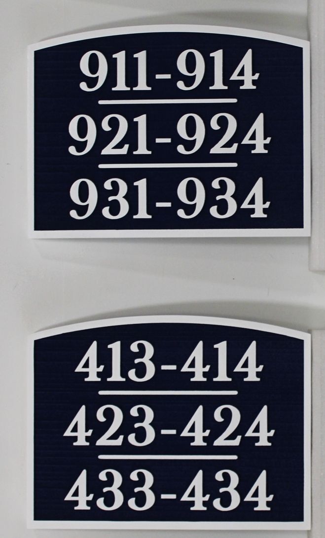 KA20929 - Carved HDU Building Signs with Multiple Residence Unit Numbers 