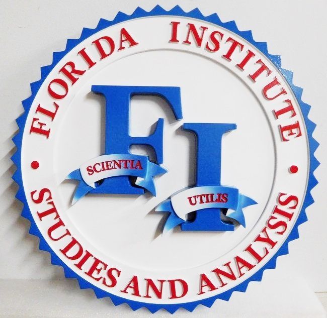 RP-1340 - Carved Wall Plaque of  the Seal of Florida Institute, Artist Painted