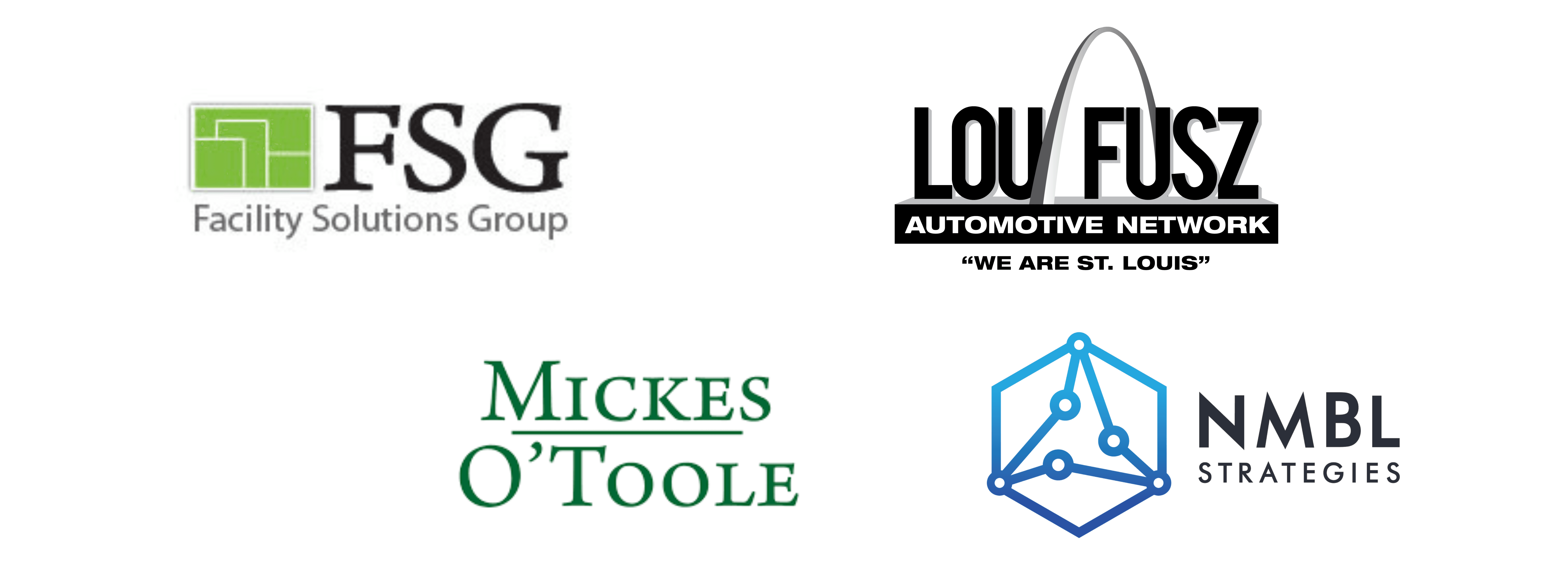 Nimbl, FSG, Lou Fusz, and Mickes O'Toole logos