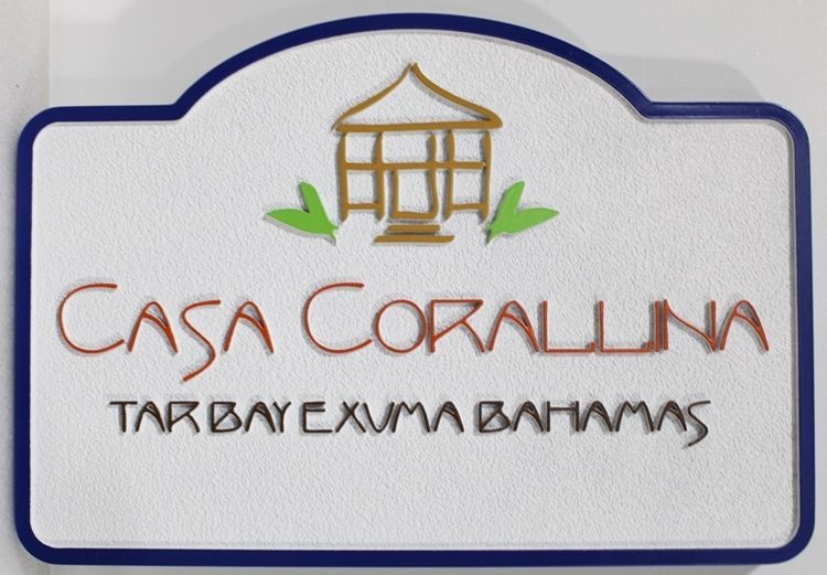 L21924A - Carved 2.5-D Raised Outline Relief  HDU  Coastal Residence HDU Sign  "Casa Corallina", located at  Tar Bay, Exuma, Bahamas