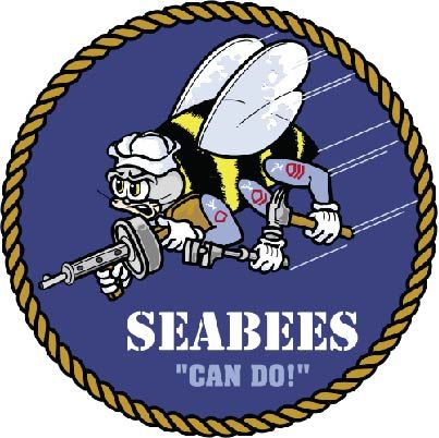 JP-2240 - Carved Plaque of Seabees Logo "Can Do", Artist Painted