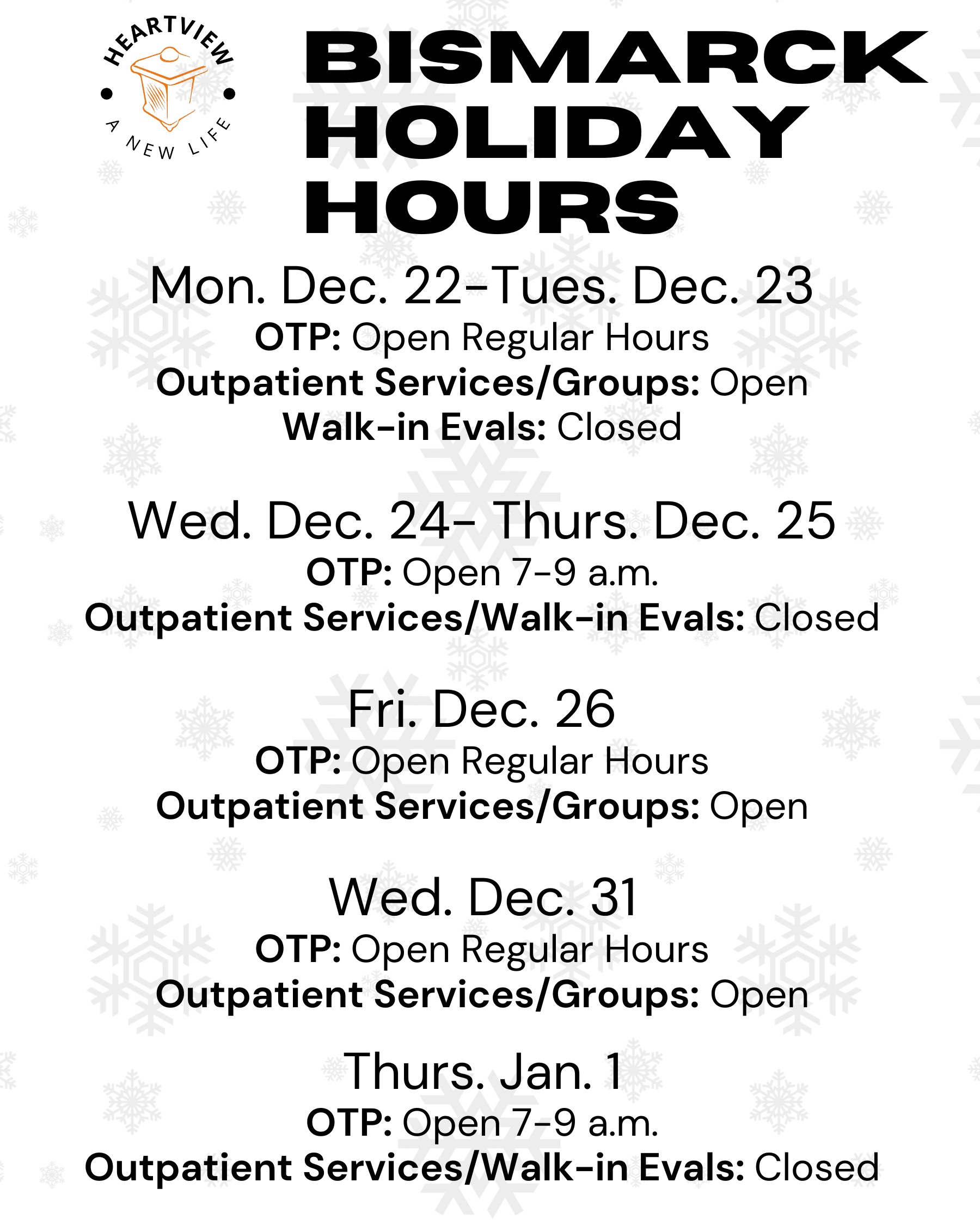 Holiday Hours