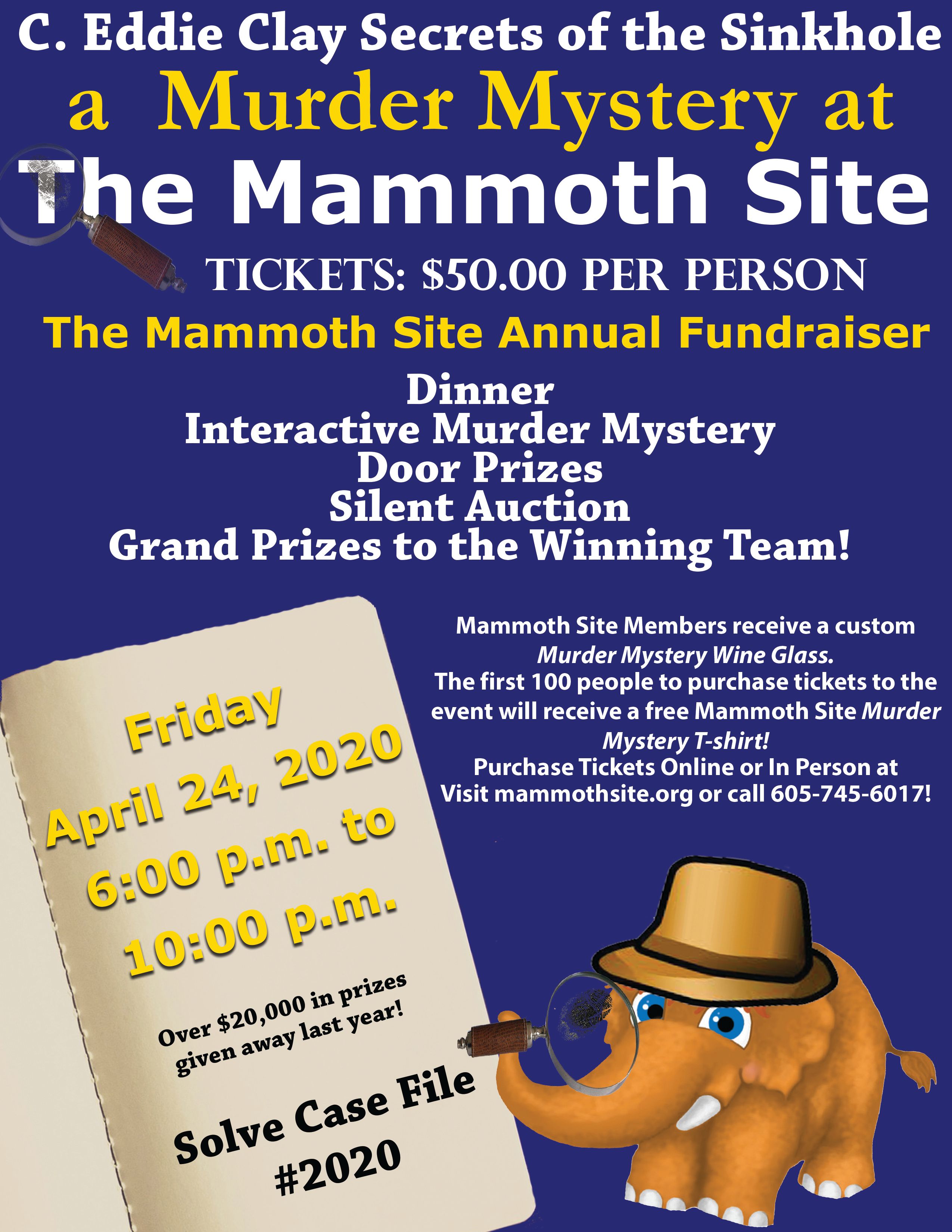 Eddie Clay Legacy “Secrets of the Sinkhole” Murder Mystery at  The Mammoth Site