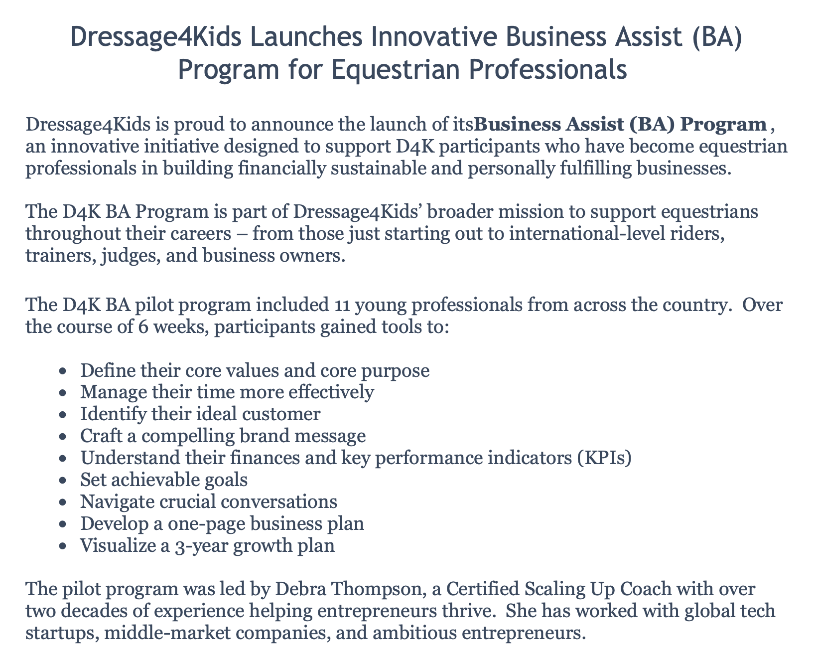 D4K Announces Business Assist (BA) Program