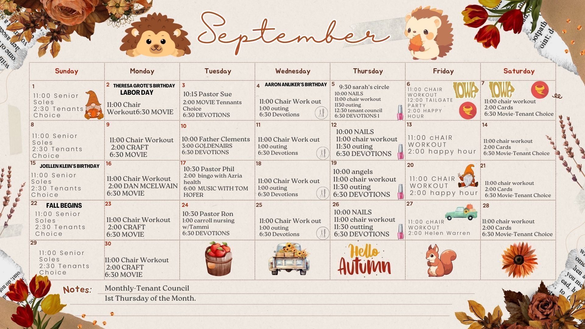 Downloadable Activities Calendar