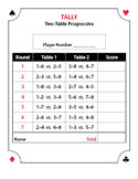 Score Pad (2-Table Progressive) – Red and Black Ink on White Paper RESALE