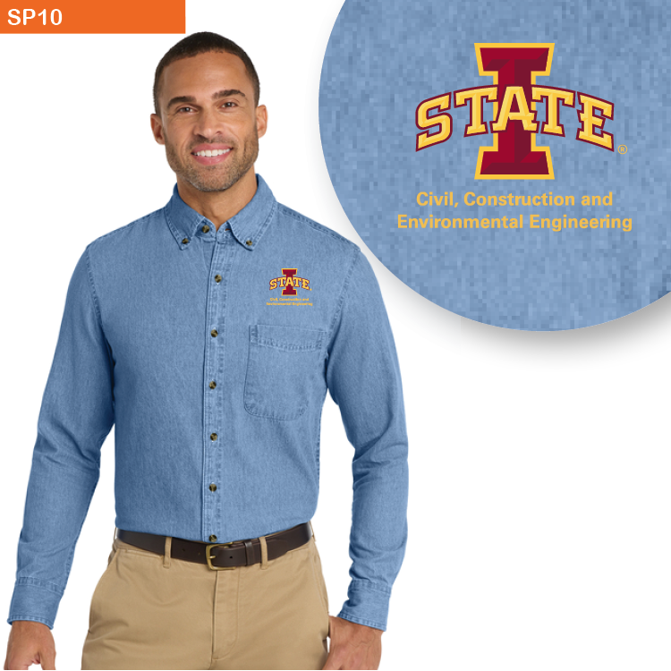 BLUE - Port & Co™ Long Sleeve Value Denim Shirt