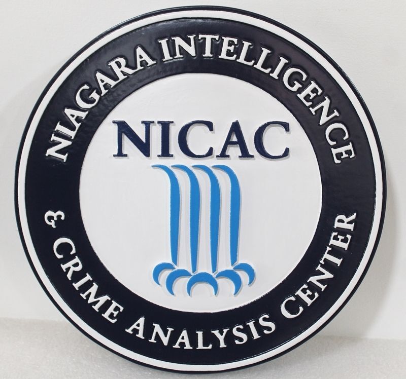 PP-3426- Carved 2.5-D Multi-Level Plaque of the Seal  of the Niagara Intelligence Crime Analysis Center (NICAC)