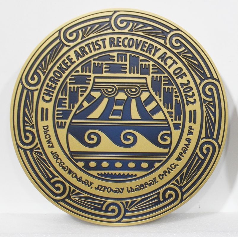 ZP-1261 - Carved Multi-Level Artist-Painted Plaque for the Cherokee Nation - Cherokee Artist Recovery Act