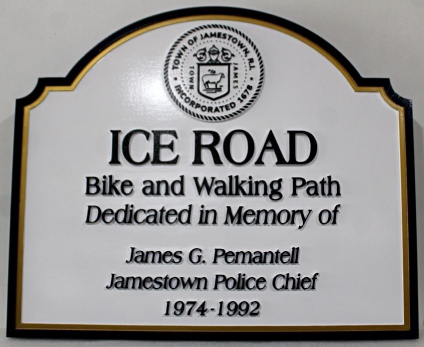 GA16531A - Carved HDU Sign for Jamestown "Ice Road Bike and Walking Path" Memorial