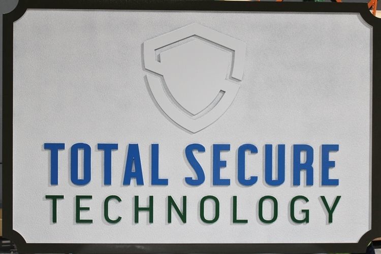 SA28871 - Carved 2.5-D  Raised  Relief HDU Sign for Total Secure Technology , with its Logo as Artwork