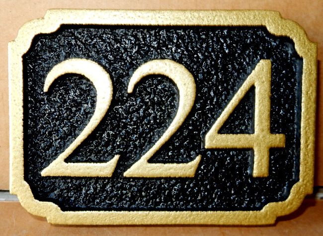 I18889 - Carved Black and Gold House Address Number Plaque
