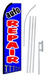Auto Repair Blue Swooper/Feather Flag + Pole + Ground Spike