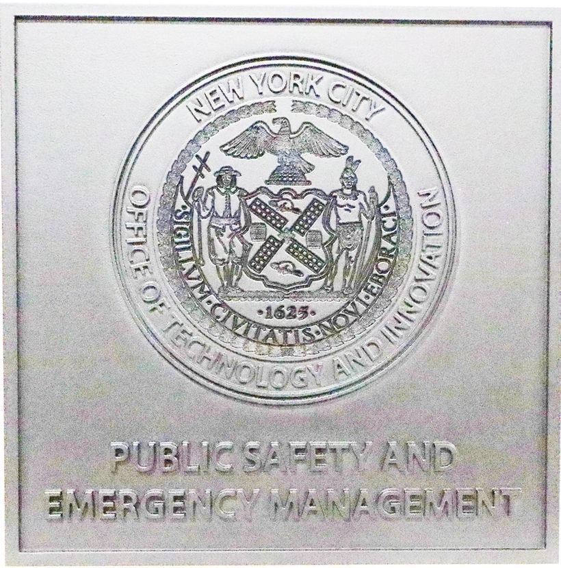PP-3388  - Carved Metaalic Silver Plaque for the Office of Technology & Innovation, New York City Division of Public Safety 