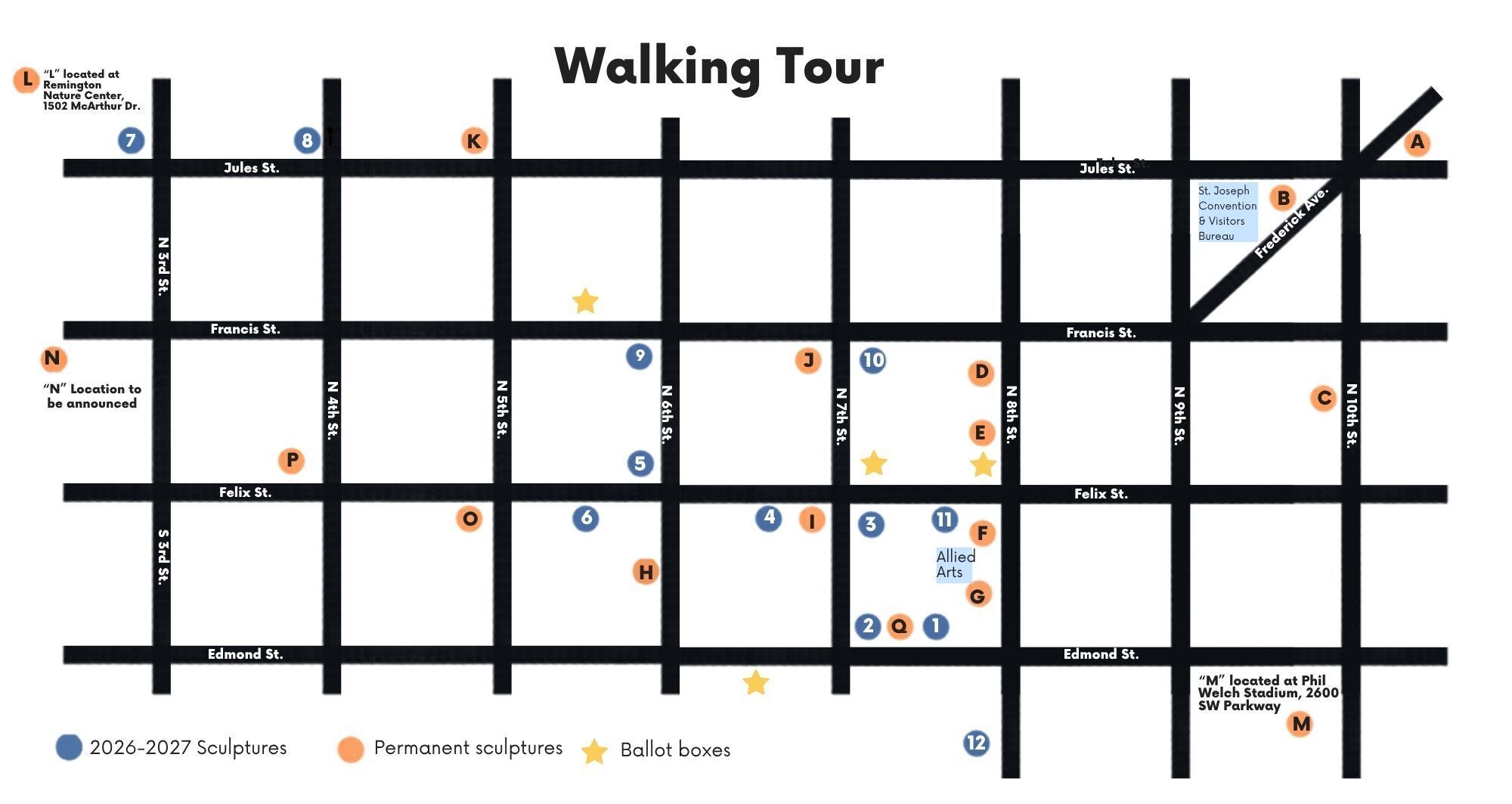 Map of sculptures.
