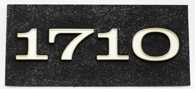 I18923A - Carved 2.5-D Raised Relief and Sandblasted Carved High-Density-Urethane (HDU)  Street Number Sign "1710" 