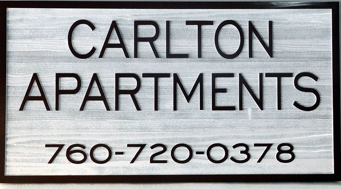 K20212 - Carved Entrance Sign for Carleton Apartments, with Wood Grain Sandblasted Background