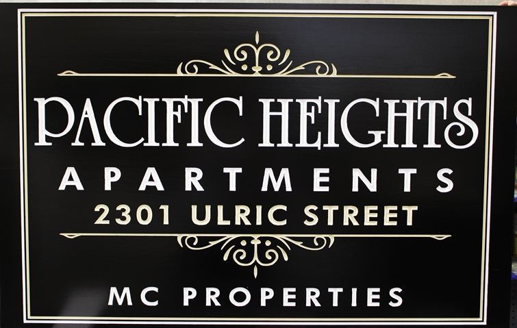 K20409 - Carved High-Density-Urethane (HDU)  Entrance Sign for the Pacific Heights Apartments