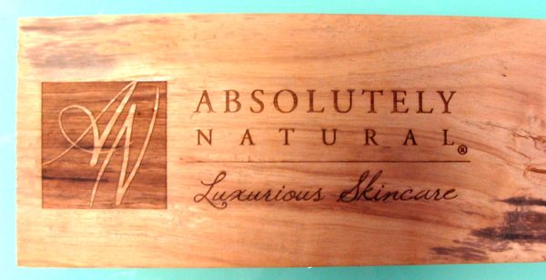 SB28981 - Engraved  and Stained Wood Sign "Absolutely Natural Skin Care Products" for a Store Display 