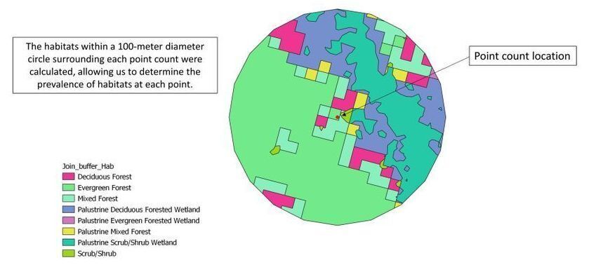 Figure 3: Example of the types of habitats surrounding a point count location.