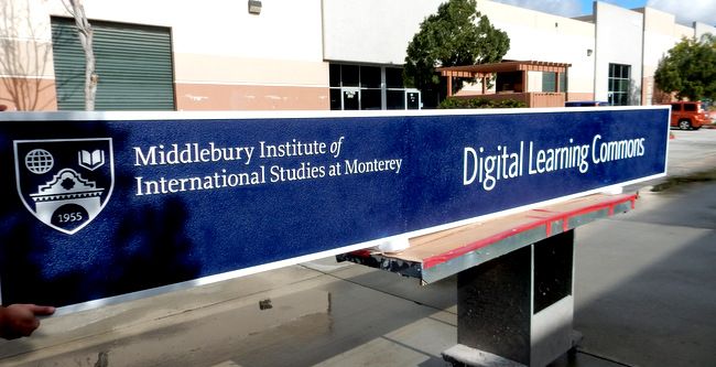 FA15564 - Carved and Sandblasted  Sign for "Digital Learning Commons Study" of the Middlebury Institute of International Studies, 2.5-D  