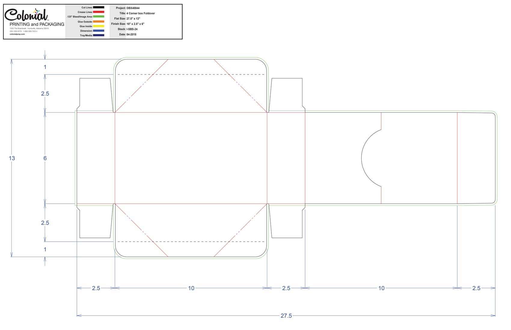 DBX48844 4 Corner Box Foldover