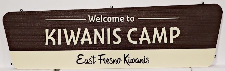 G16330A - Carved and Sandblasted HDU Sign "Welcome to Kiwanis Camp"