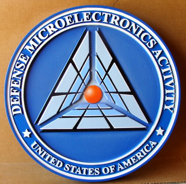 IP-1780 -  Carved Plaque of the Seal of the Defense Microelectronics Activity,  Artist Painted