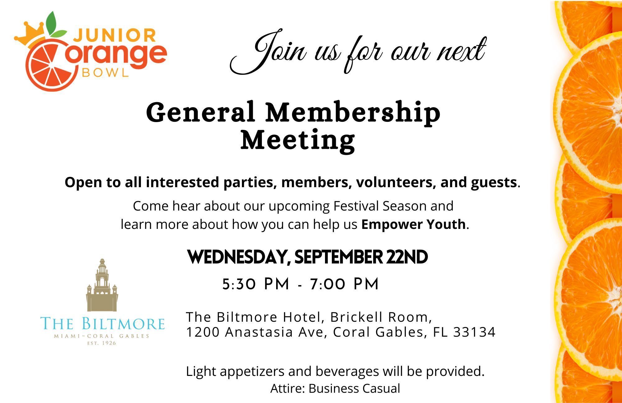 September 22 - General Membership Meeting