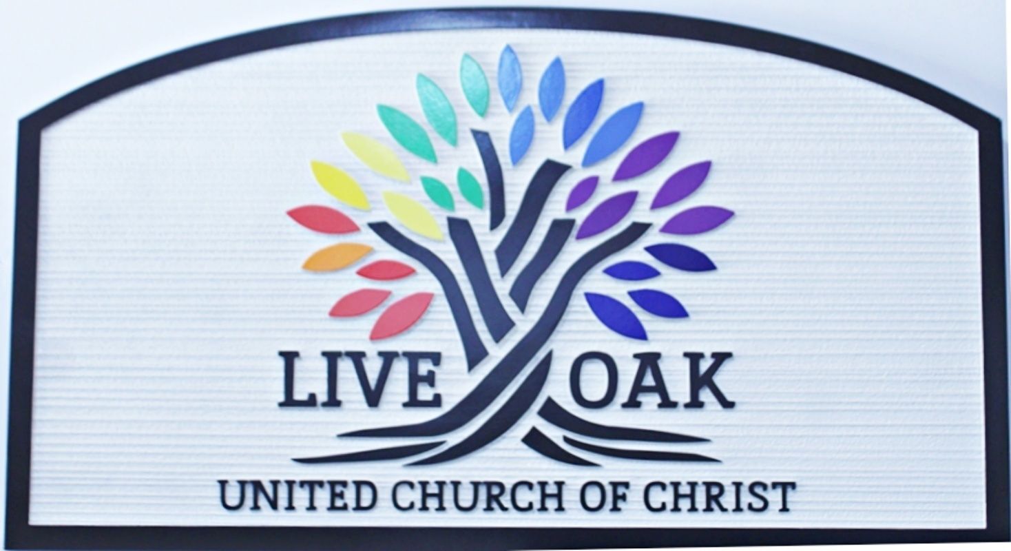 D13040 - Carved and Sandblasted HDU Sign for Live Oak United Church of Christ