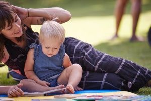 Mom and Daughter Reading