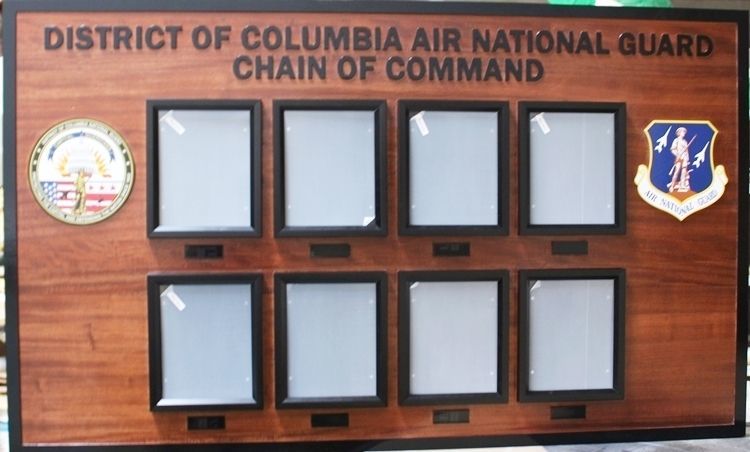 LP-9045 -  Mahogany Chain of Command Photo Board for the District of Columbia Air National Guard