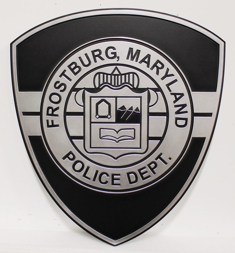 PP-2125 - Engraved Aluminum-Played HDU Plaque of the Shoulder Patch of the Police Department of Frostburg, Maryland