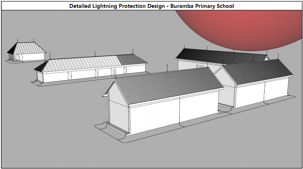 Buramba School 2016 building layout and overview of lightning protection system