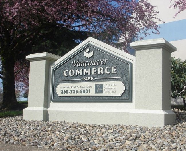 S28415-  Entrance Monument Sign for "Vancouver Commerce Park", with Pillars and Triangular Arch